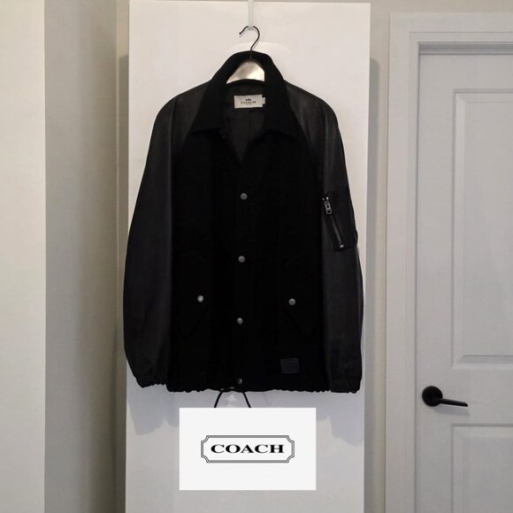 COACH Leather And Wool Varsity Jacket - Picture 1 of 16